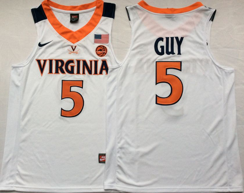 NCAA Men Virginia Cavaliers White #5 GUY
